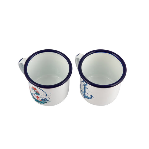 Anemoss Marine Collection Sailor Girl &amp; Anchor cups set of 2, 350 ml