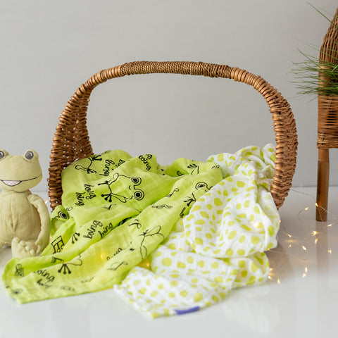 Milk&Moo Cacha Frog Musselin Wickeldecke 2er-Set