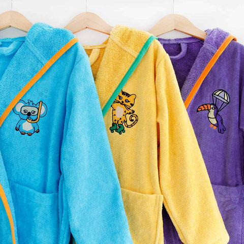Milk&Moo Cool Coala Kinder Bademantel, Baumwolle, Blau, 5-6 Jahre