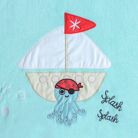 Milk&amp;Moo Sailor Octopus bath poncho children's turquoise