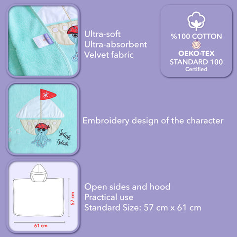 Milk&amp;Moo Sailor Octopus bath poncho children's turquoise